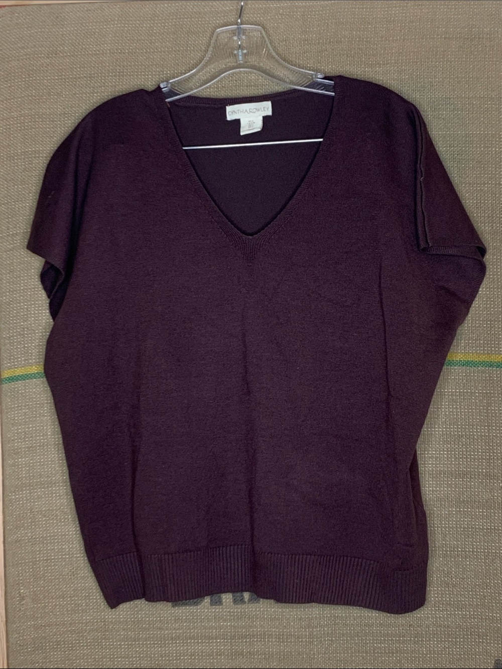 Cynthia Rowley Plum V-Neck Short Sleeve Sweater
